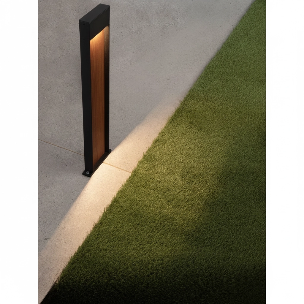Design garden lamp Noray black with wood 78cm - 2700K