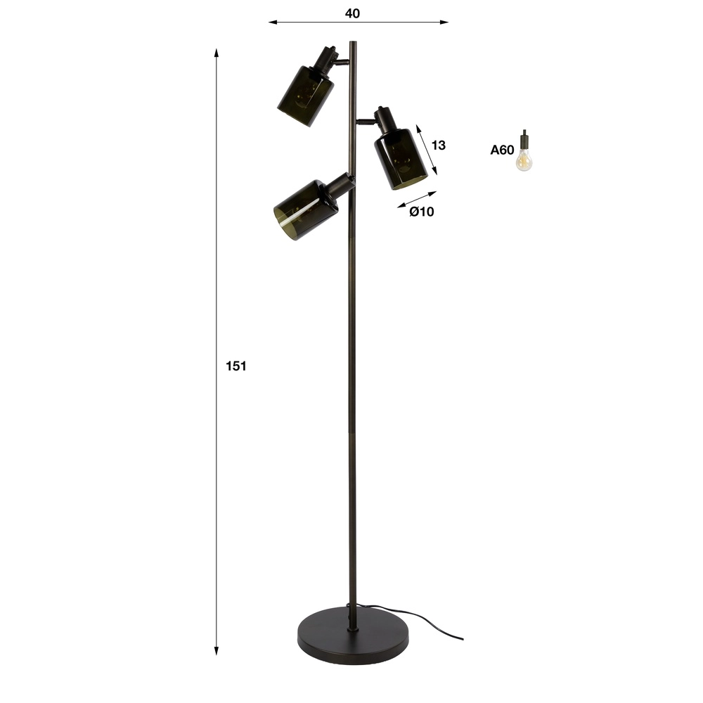 Vloerlamp Sepiora sienna bruin 3-lichts Lyora 8716803515260