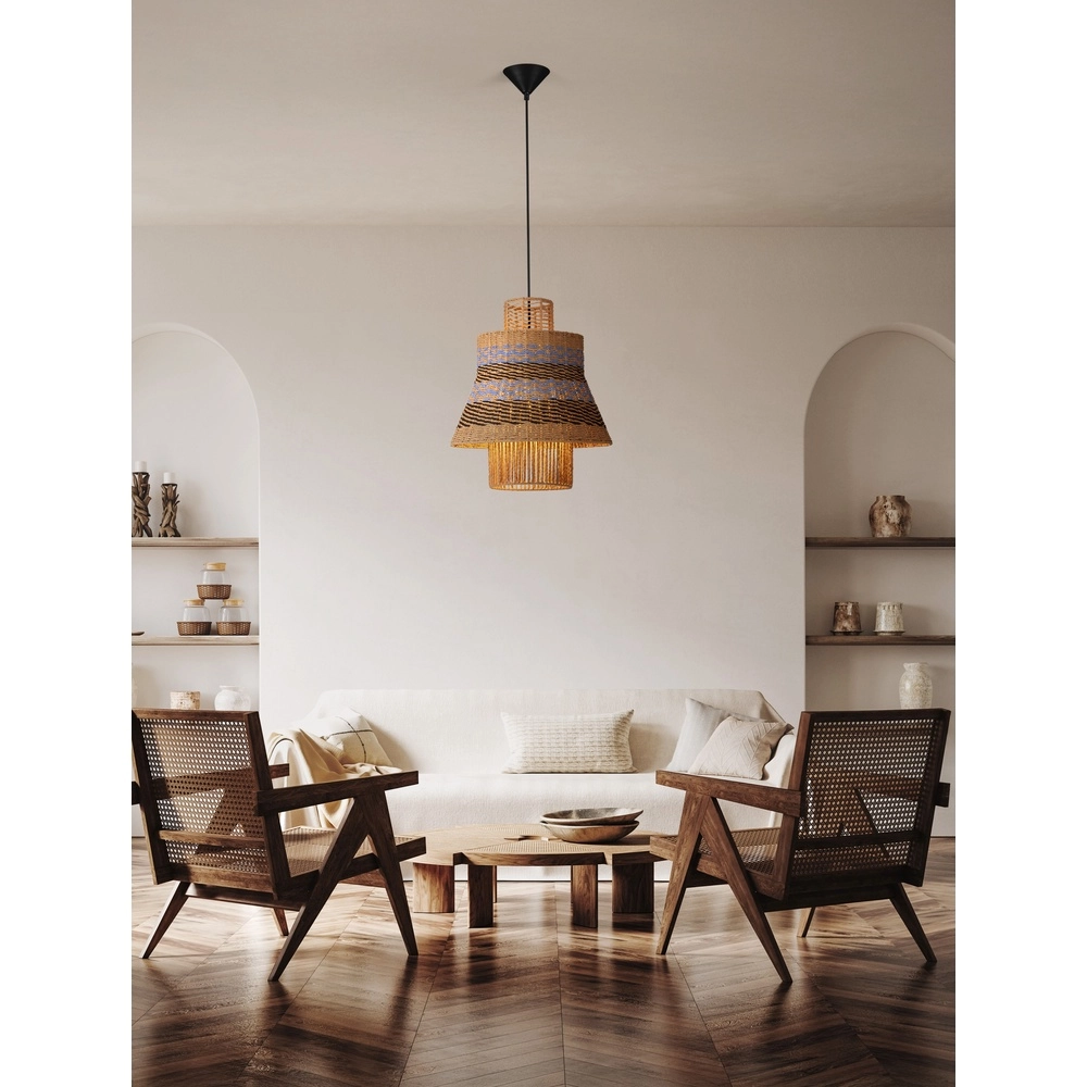 Rattan pendant lamp Mande blue with brown Lyora 5212017477354