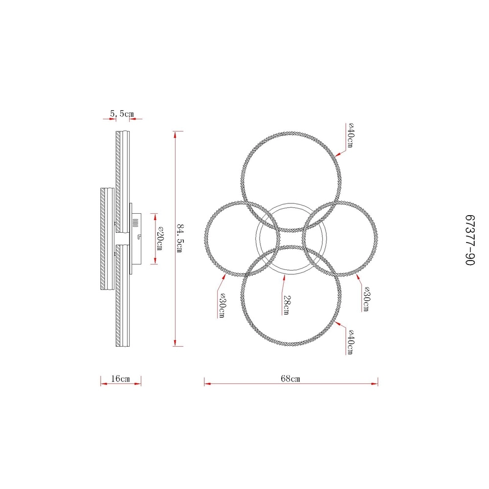 Ceiling lamp Francine gunmetal 4 rings Globo 9007371592630