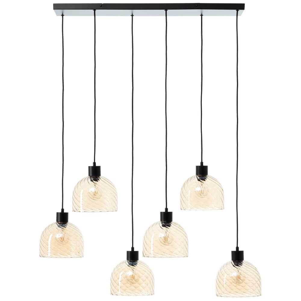 6-light pendant lamp Casto black with amber glass Brilliant 4004353446887
