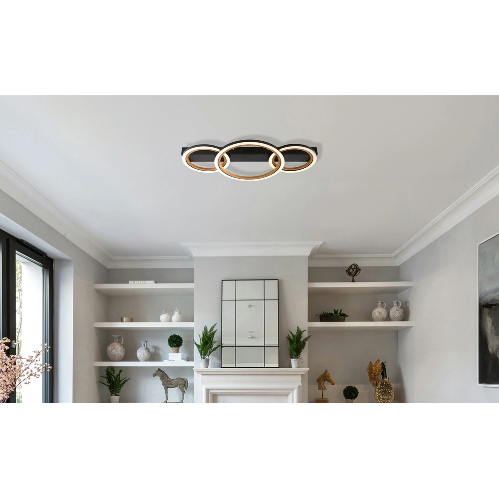 Ceiling lamp Dakari I 3 rings black Globo 9007371533787