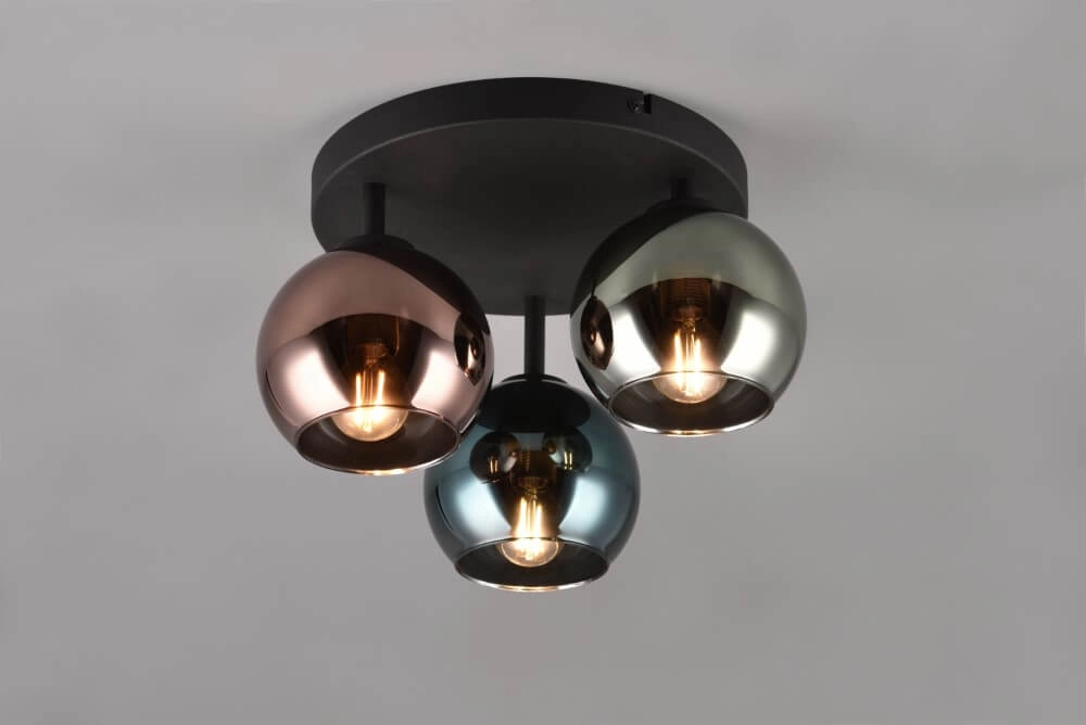 Designer ceiling lamp Sheldon black with smoke glass Trio 4017807585247