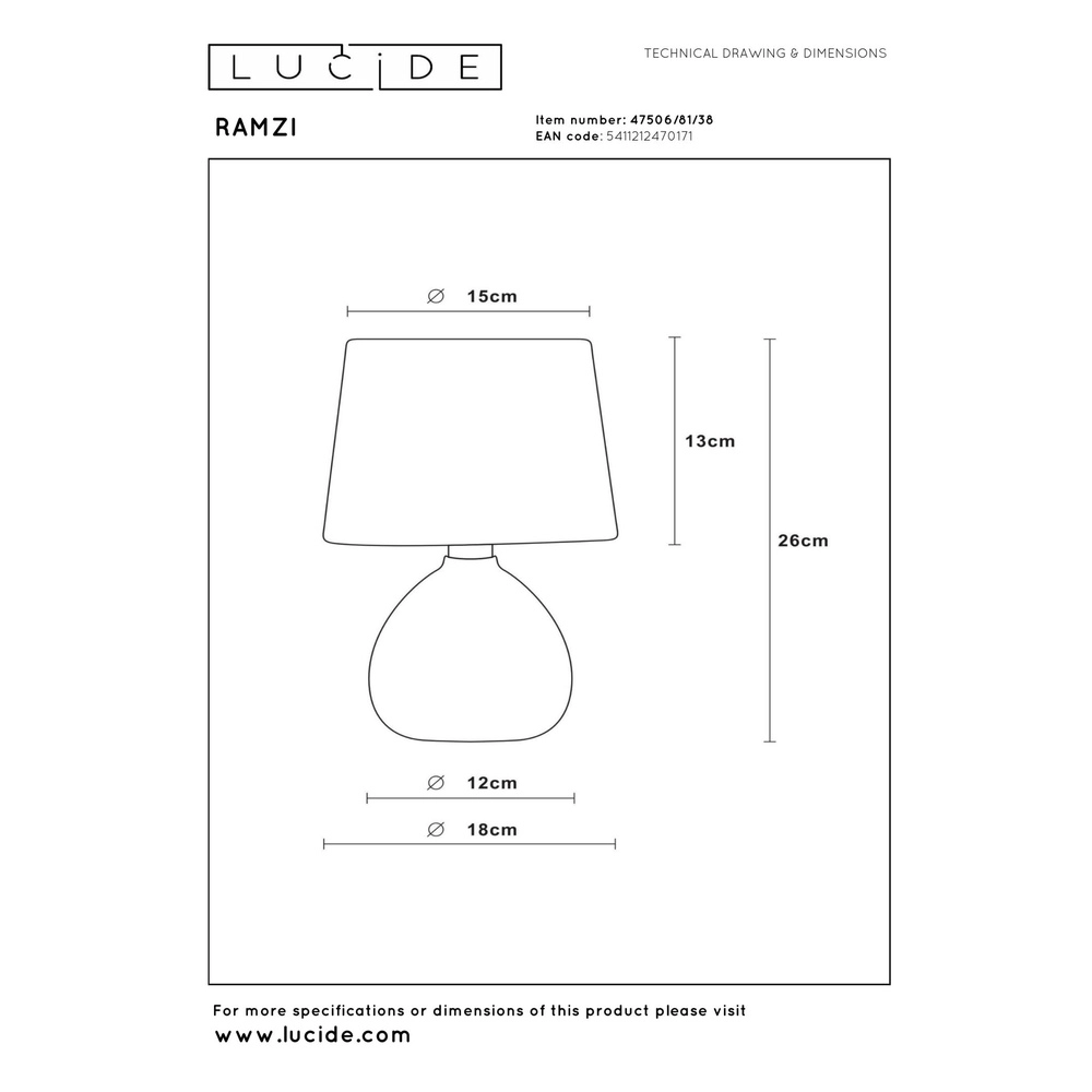 Table lamp Ramzi sand brown Lucide 5411212470171