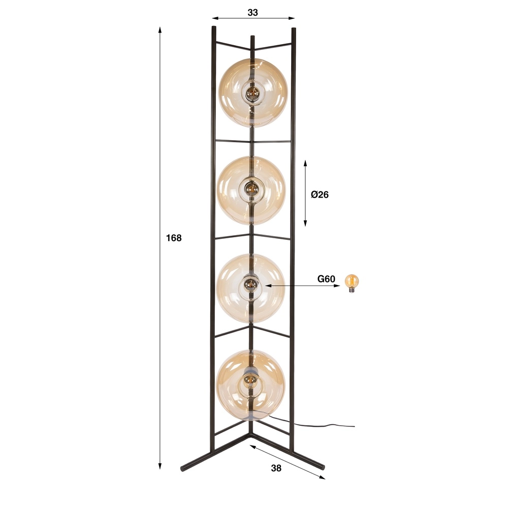 Glass floor lamp Soll 4x Ø 26cm Lyora 8716803510913