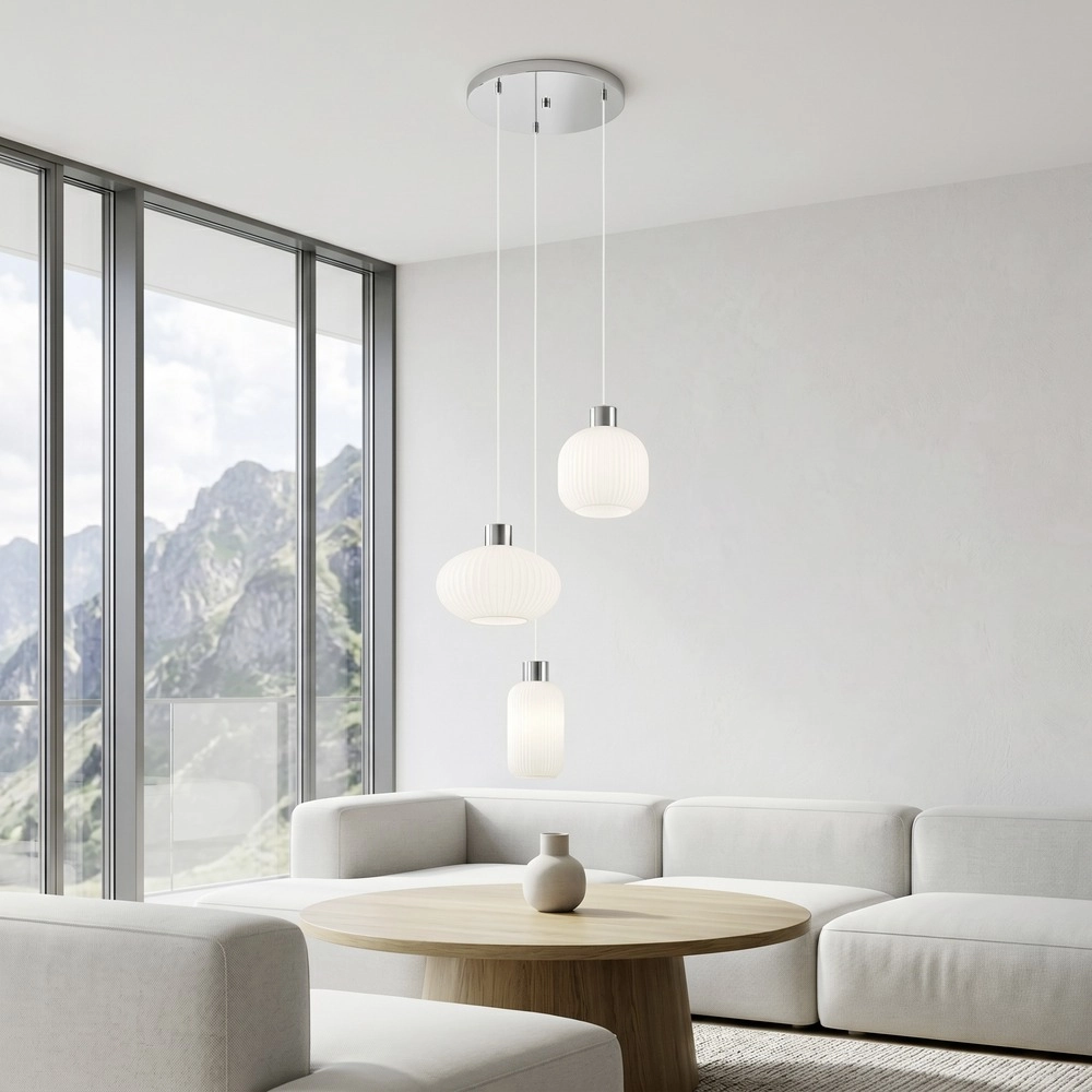 Design pendant lamp Dasmina Chrome with white 3-lights