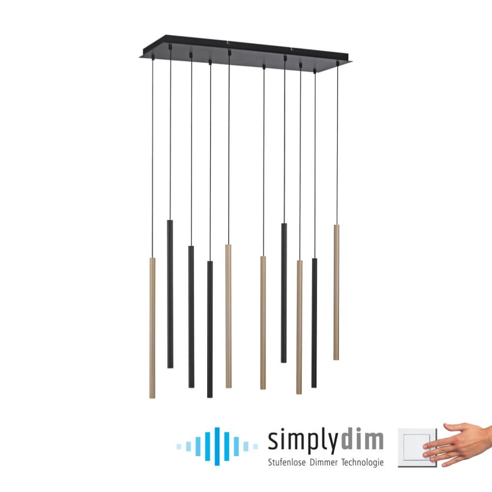 Unique pendant lamp Flute 10-light Paul Neuhaus 4012248374788