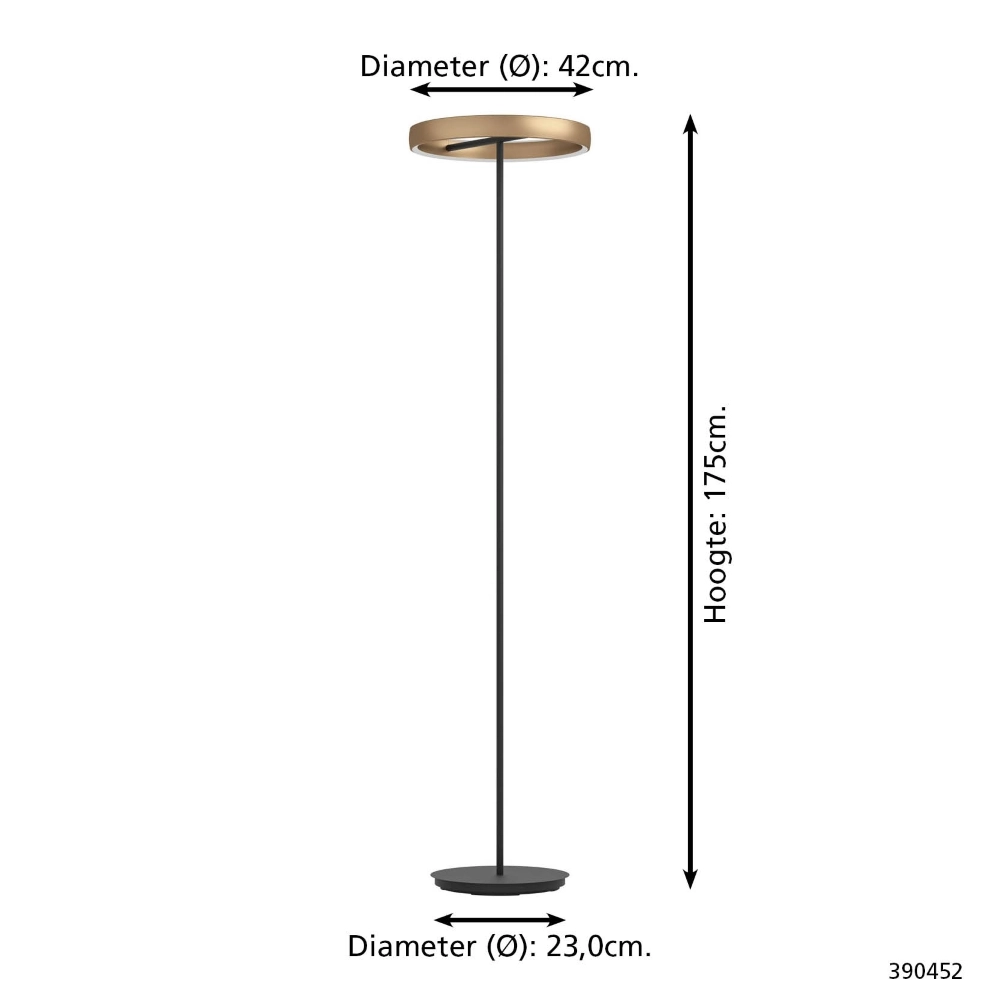 Floor lamp Trabuco black with brown Ø 42cm Stars of Light 9008606359967
