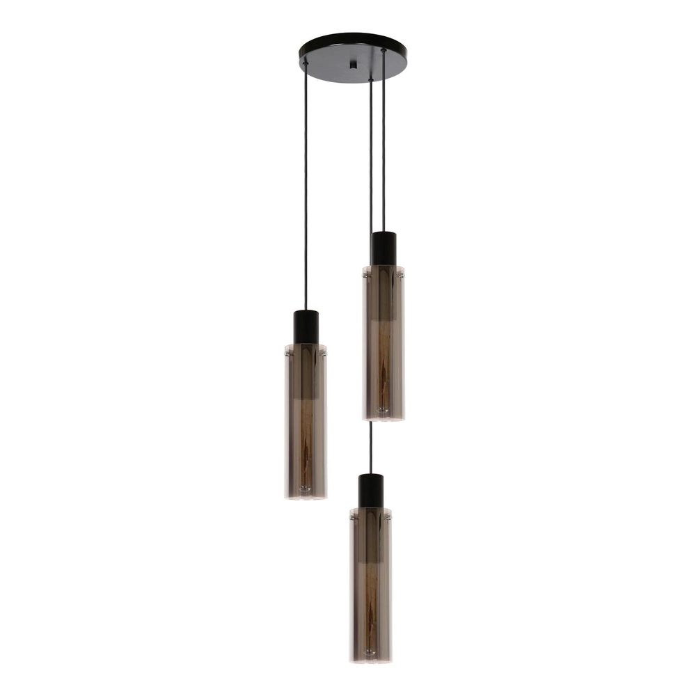 3-light pendant lamp Orlando smoke glass