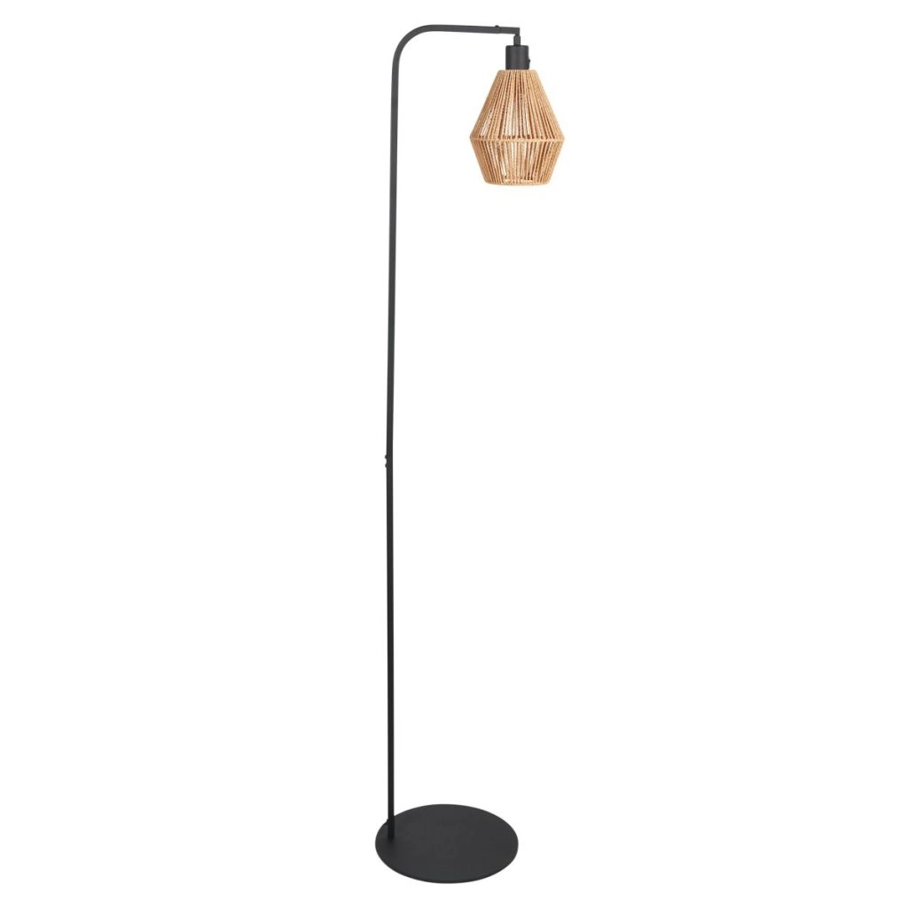 Floor lamp Ropex with rattan hood
