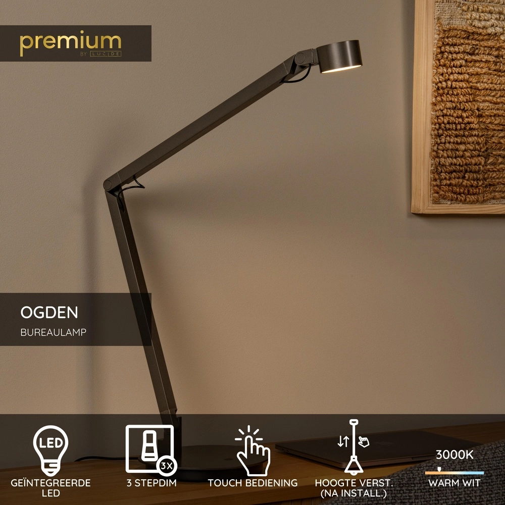 Desk lamp Ogden anthracite Premium by Lucide 5411212560308