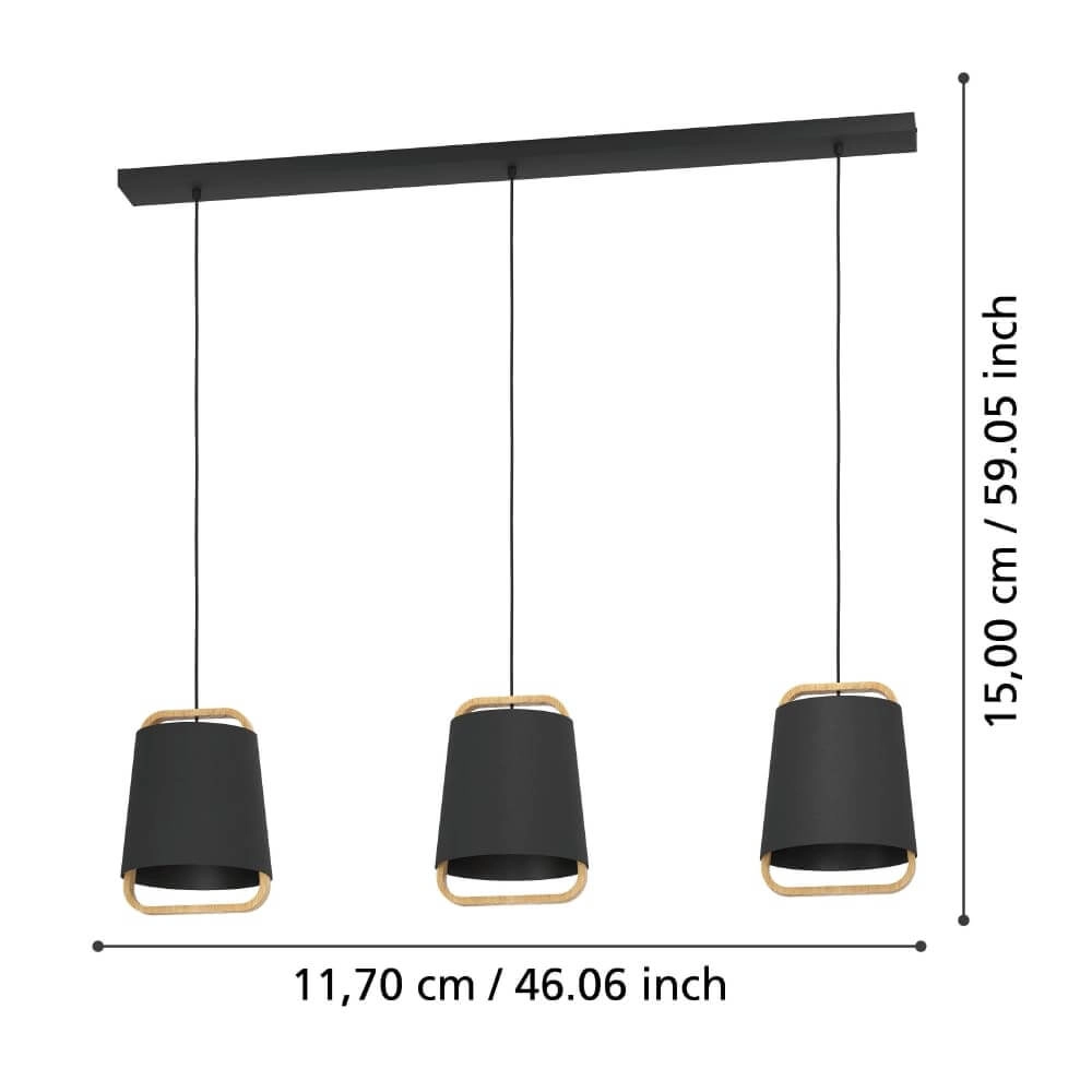 Fabric hanging lamp Camaloza 3-light Stars of Light 9008606243082
