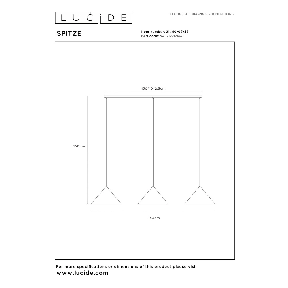 3-light pendant lamp Spitze grey Lucide Vibes 5411212212184