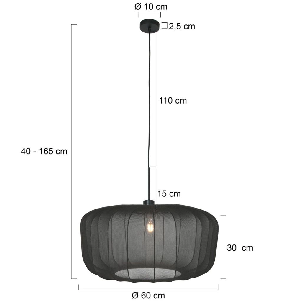 Pendant lamp Vela Lino with black shade Ø60cm Steinhauer 8712746182804