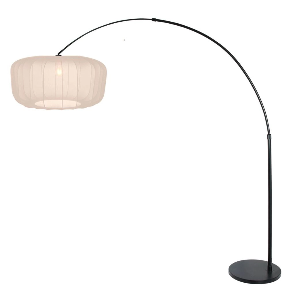 Black arc lamp Vela Lino with cream shade Ø60cm Steinhauer 8712746183580