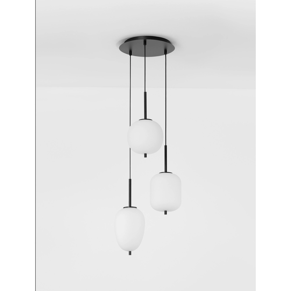 Pendant lamp Lato 3-light black with white Lyora 5212017434647