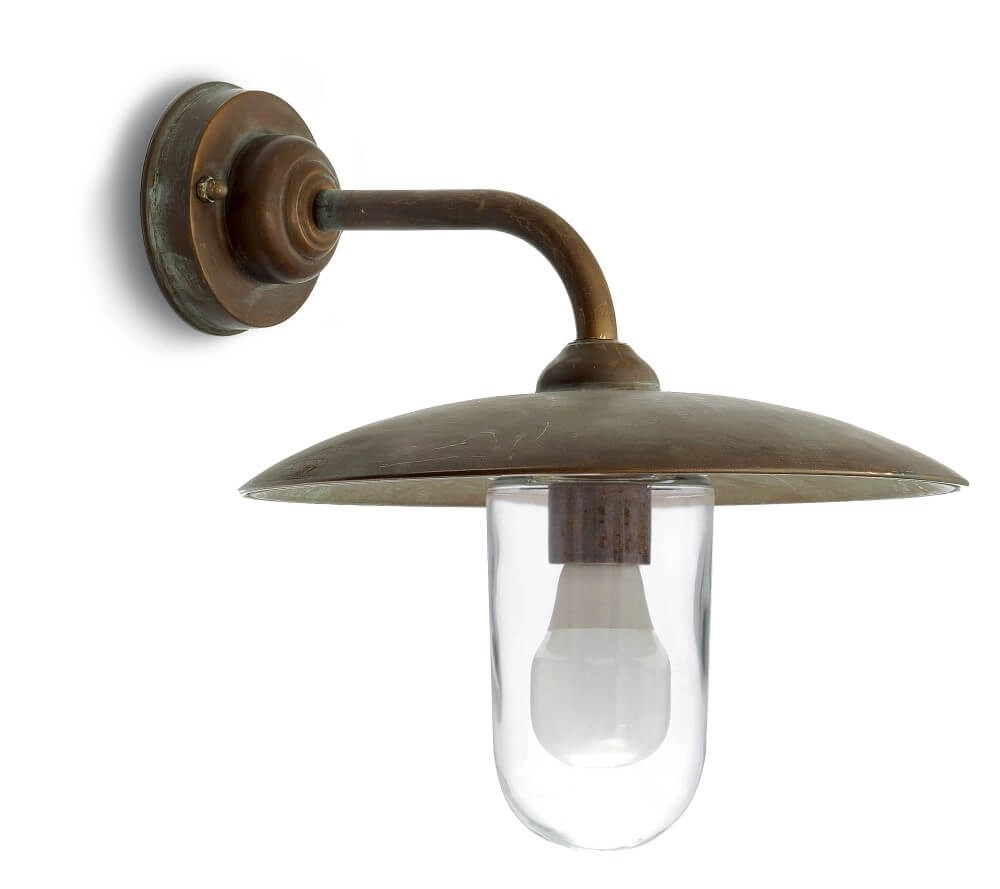Angled outdoor lamp Transimeno aged brass