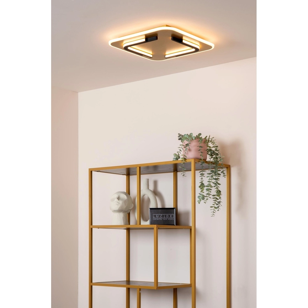 Design ceiling light Andreas 40 x 40cm - 30W black with gold Lucide 5411212441751