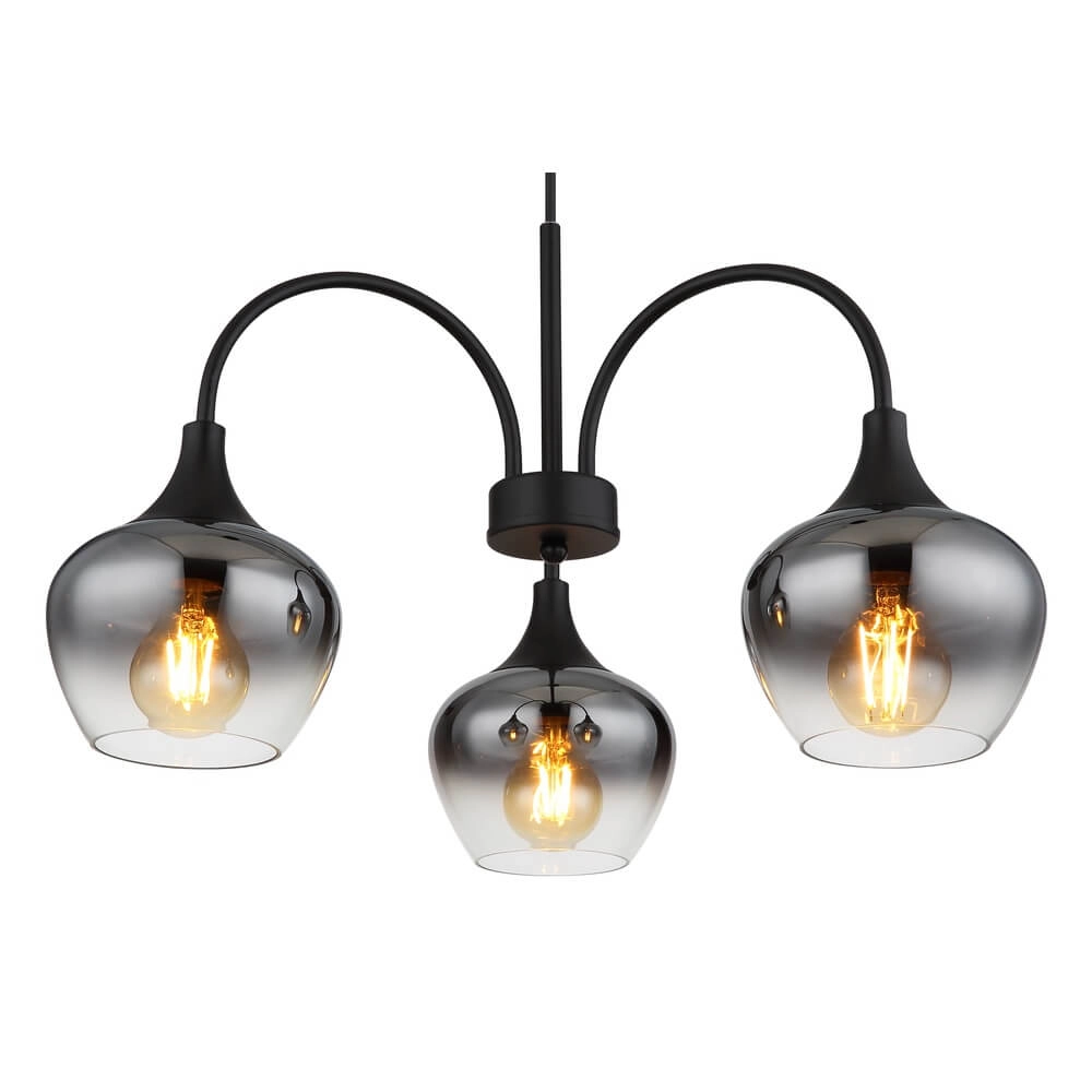 3-light pendant lamp Maxy black with smoke glass Globo 9007371468188