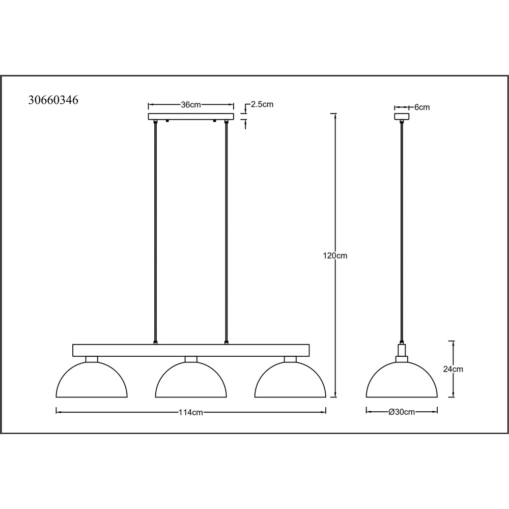 Country Pendant Lamp Romy 3-light black with wood Globo 9007371586356