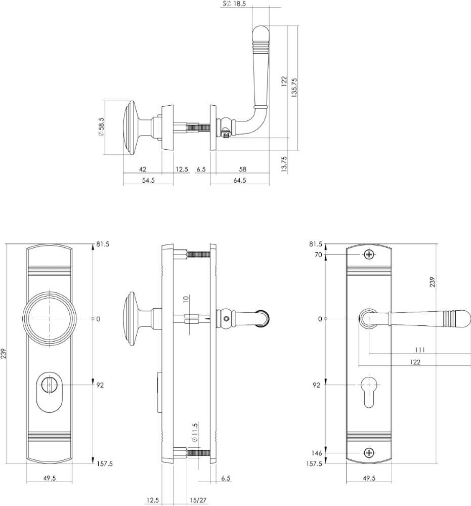 Front door fittings Helena PC 92mm chrome Intersteel 8714186438336