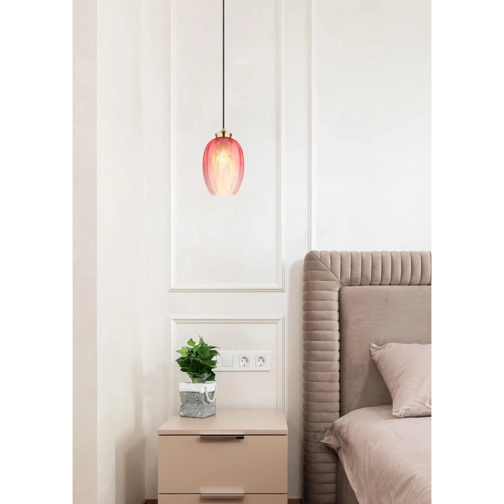 Pendant lamp Jessica with pink glass Ø 18cm Globo 9007371484119