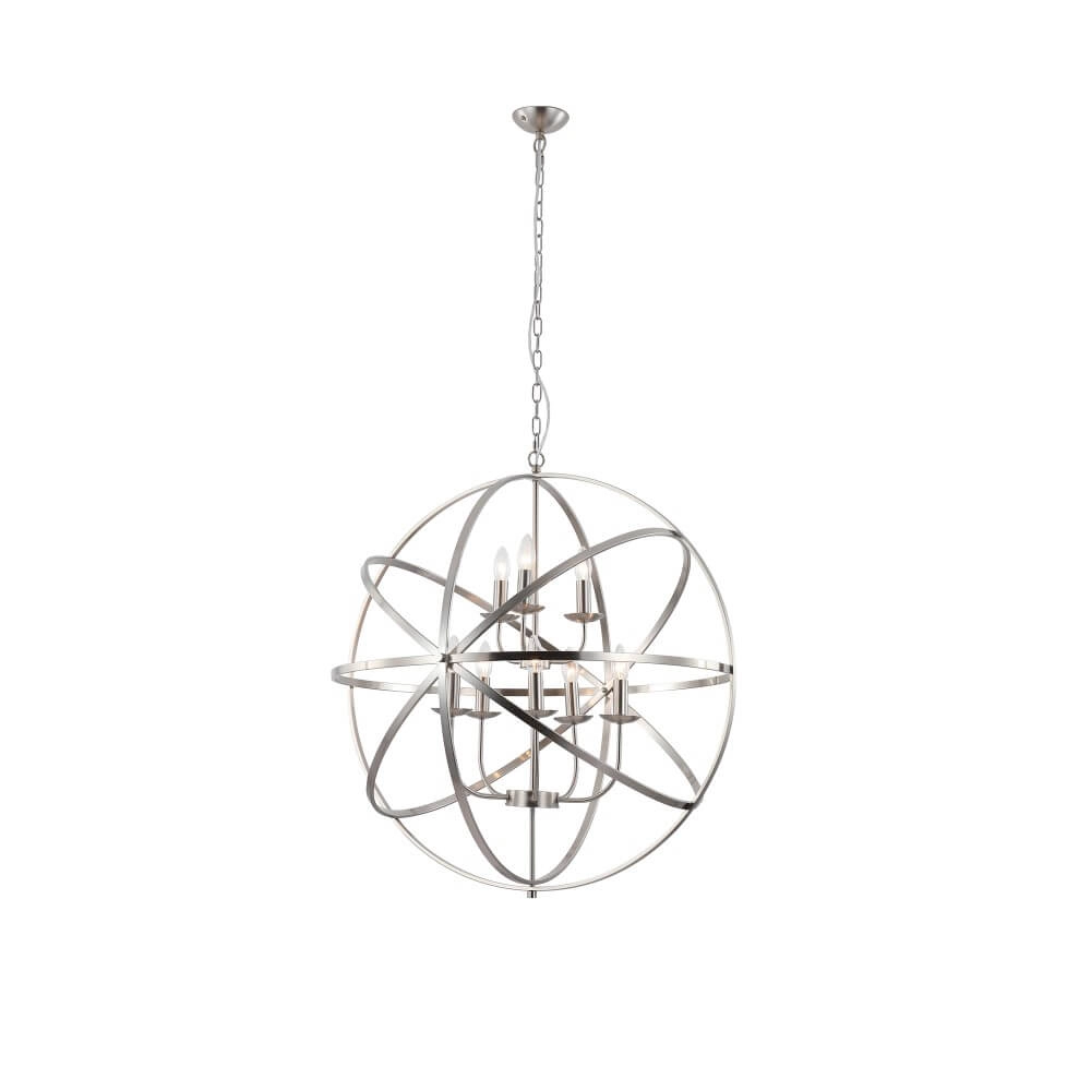 Antique pendant lamp Orbit 8-light silver