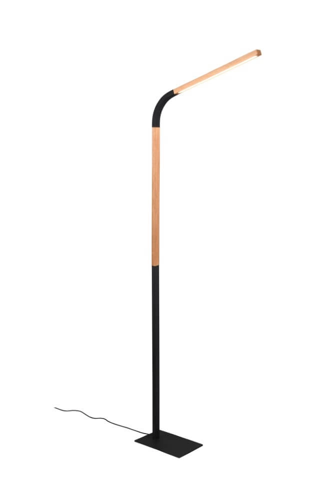 Flexible reading lamp Norris black with wood