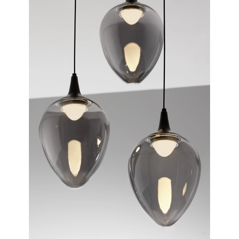 Pendant lamp Nali 3-light smoke glass