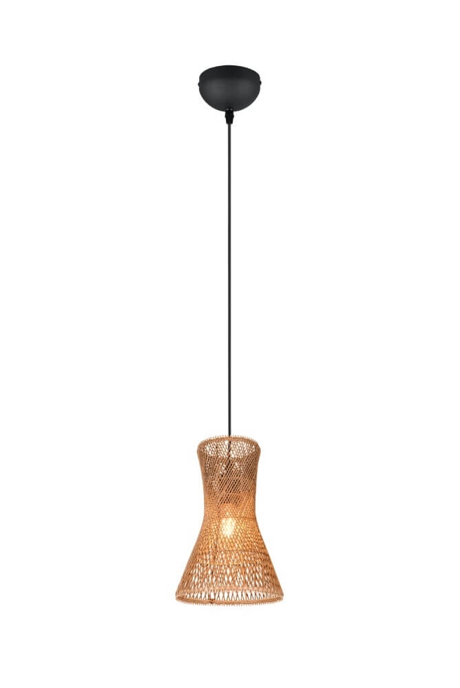 Design pendant lamp Bijou black with rattan Ø20cm