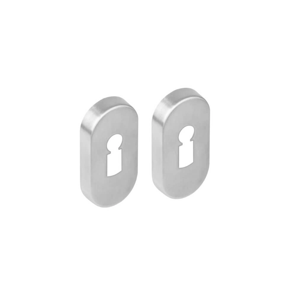 Set of 2 key rosettes Tira oval stainless steel 10mm