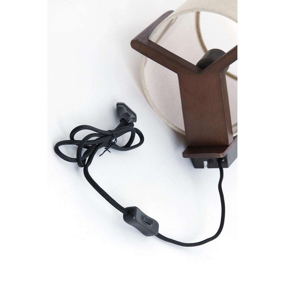 Danish design wall lamp Litto walnut brown with linen Light & Living 8717807792732