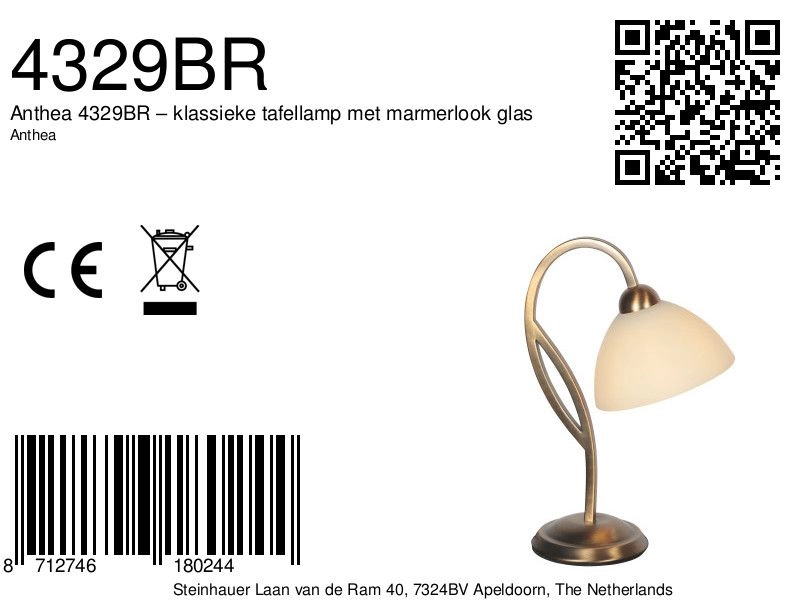 Classic table lamp Anthea bronze Steinhauer 8712746180244