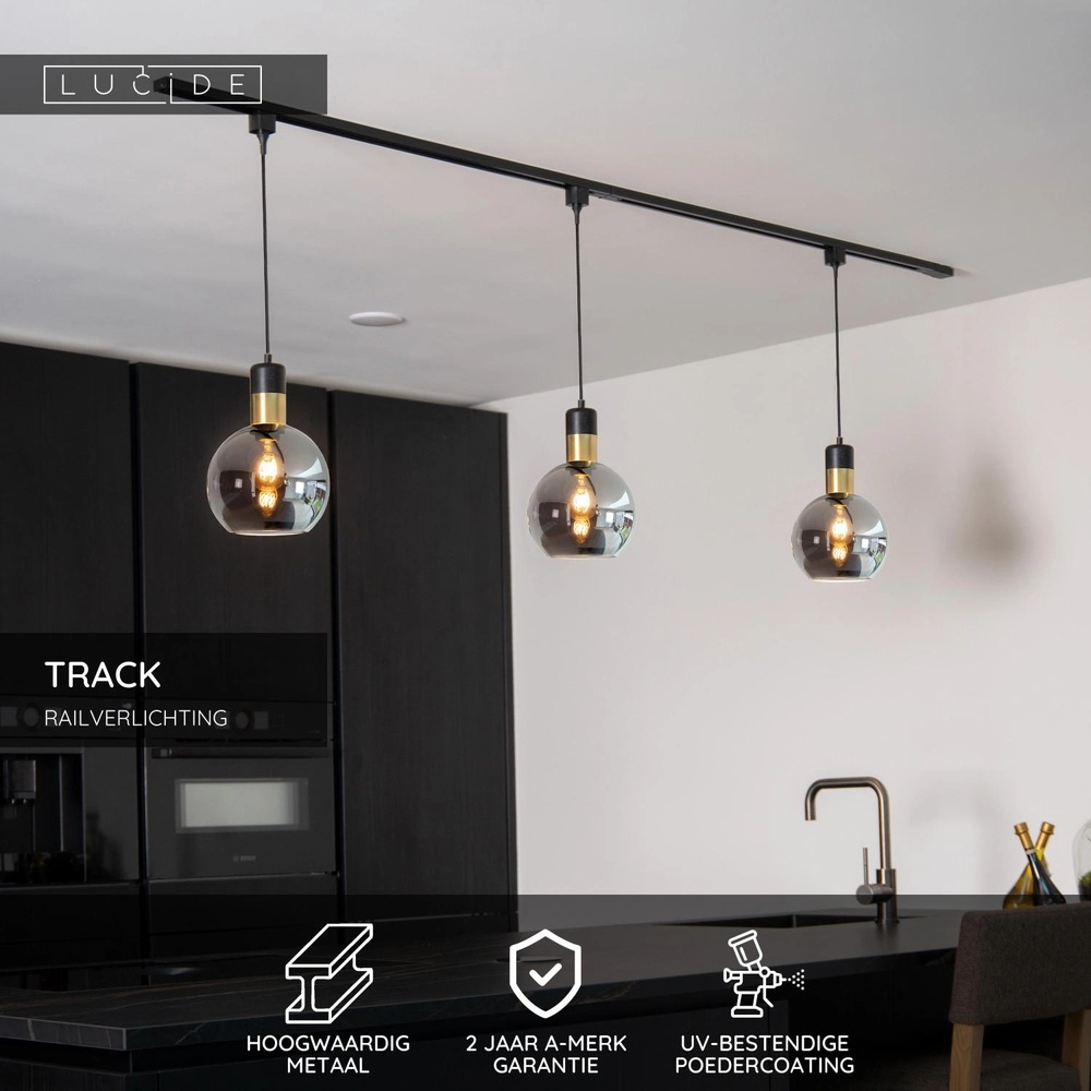 Rail pendant lamp adapter Track 1-phase black Lucide 5411212093394