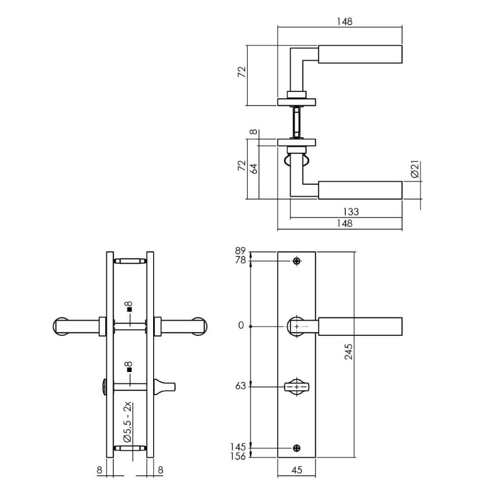 Door handle Bau-Stil WC closure 63/8 black Intersteel 8714186555255