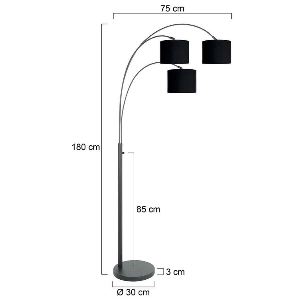 Floor lamp Sparkled light with black hoods Steinhauer 8712746175646