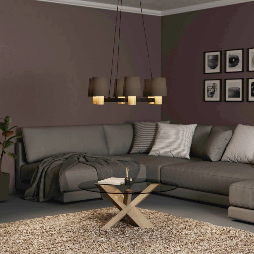 Hanging lamp Edale Ø 70cm - with brown shades Eglo 9002759437817
