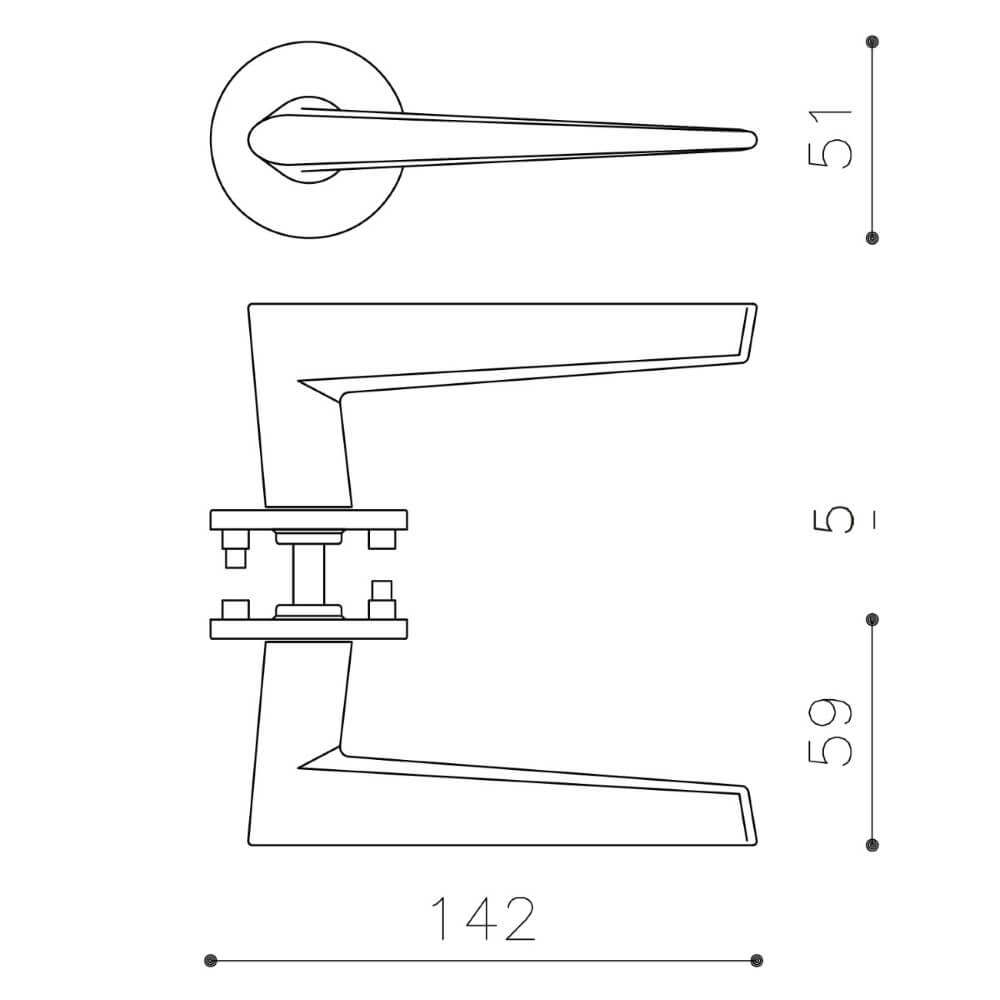 Design door handle Nina on rosette anthracite Olivari 8714186511688