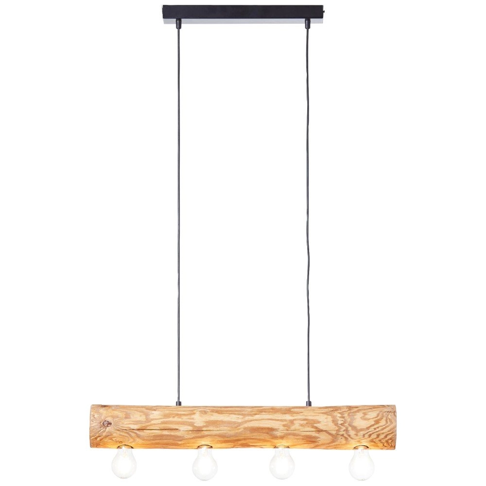 Wooden pendant lamp Trabo 4-light wood with black Brilliant 4004353393518