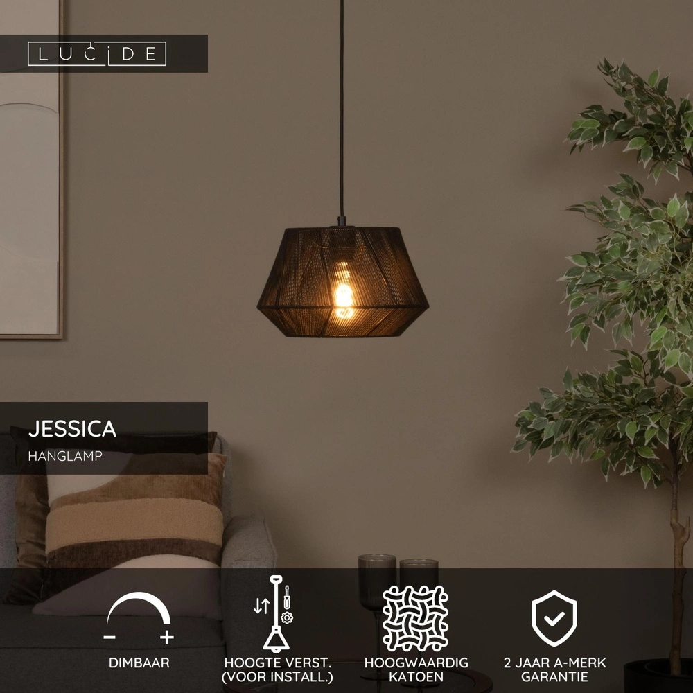 Pendant lamp Jessica Ø 30cm black Lucide 5411212106155