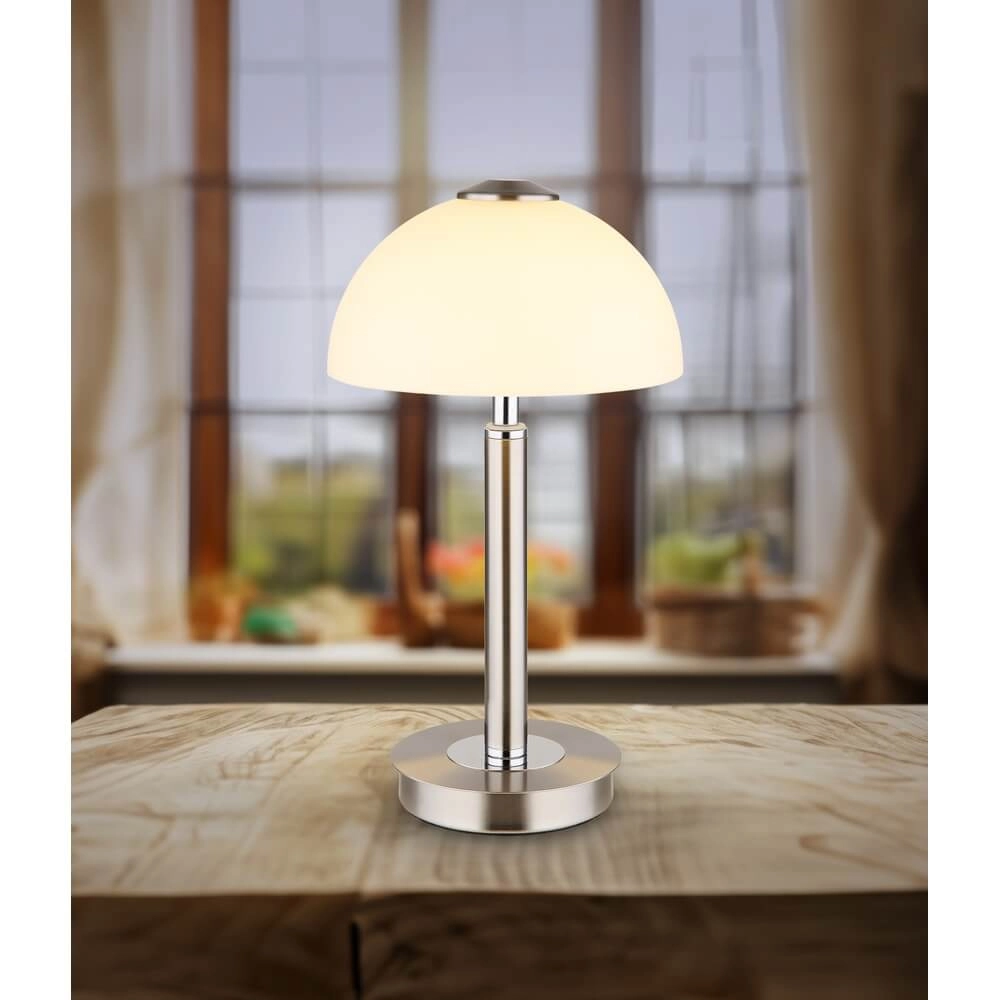 Table lamp Uldin nickel with white glass Globo 9007371446834