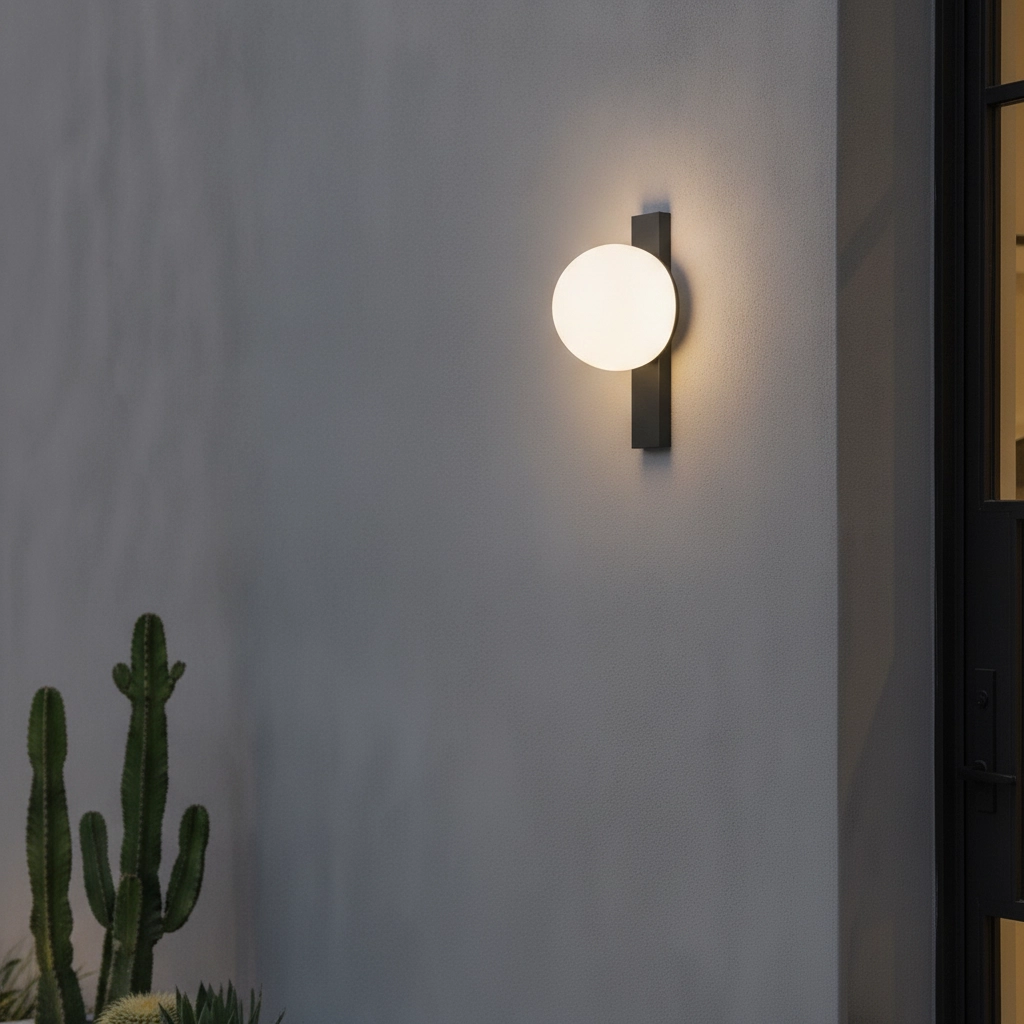 Unique wall lamp Remi black with white sphere