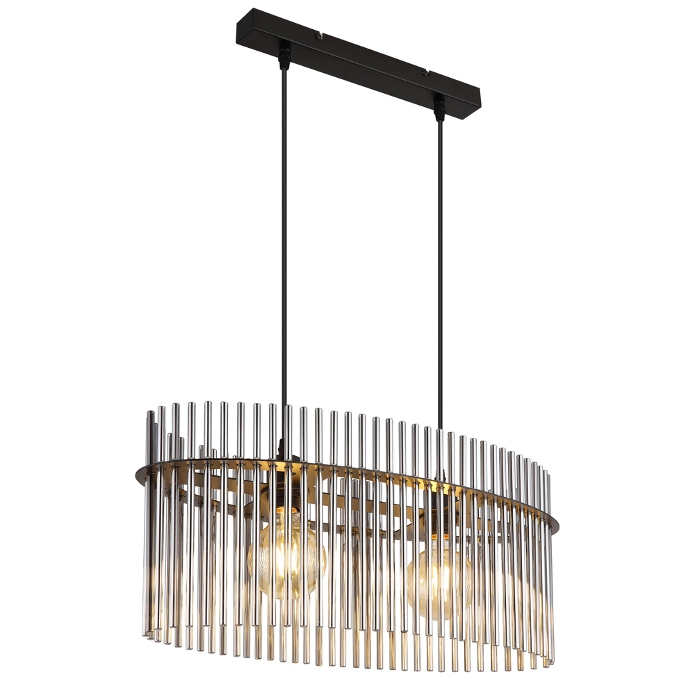 Pendant lamp Gorley Black with smoke glass rods