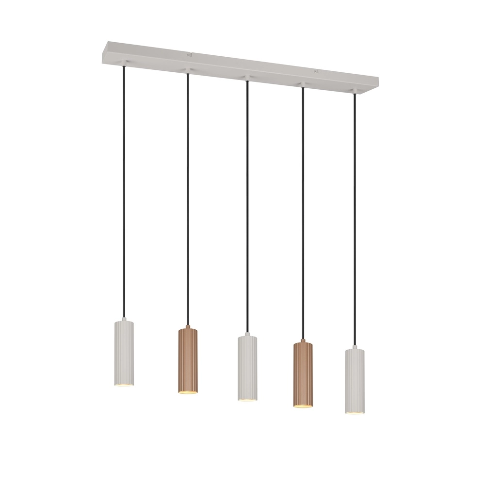 Pendant lamp Soka 5-light mocha brown and grey
