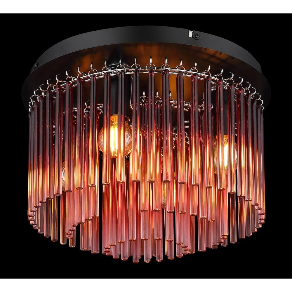 Black ceiling lamp Gorley with red glass Ø 32cm Globo 9007371474967