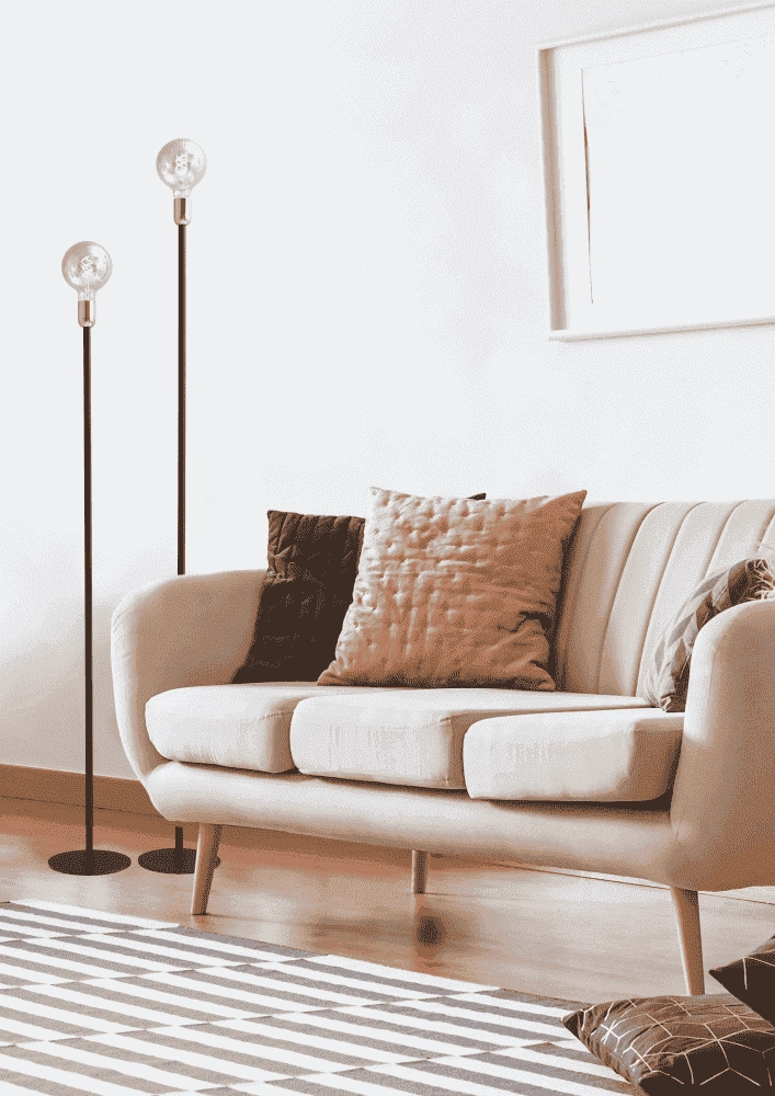 Black floor lamp Tube 155cm with gold fitting Masterlight 8718121188676