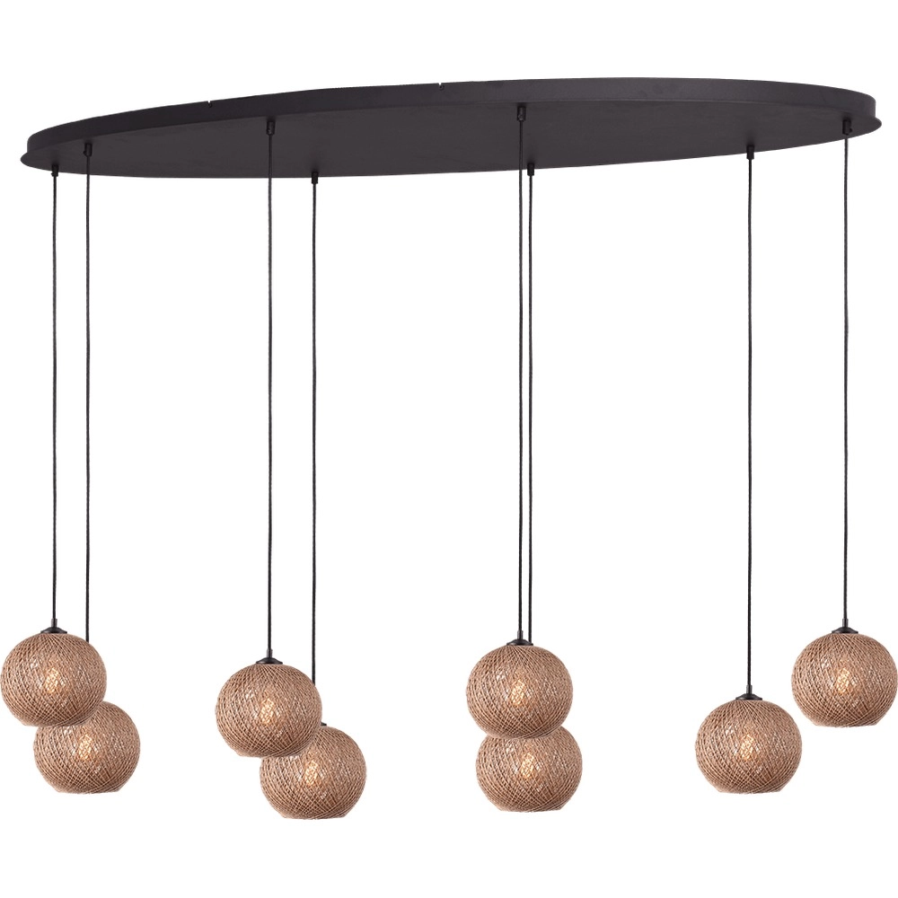 8-light pendant lamp Corda oval rattan Ø 20cm