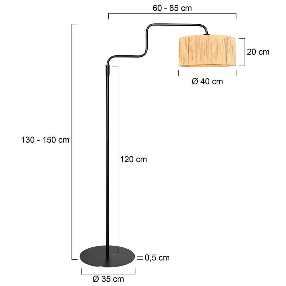 Floor lamp black Bloeba with straw-coloured hood Steinhauer 8712746177039