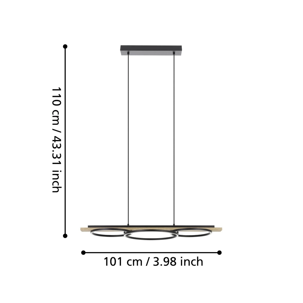 Pendant lamp Boyal LED - with wood look Eglo 9008606327218