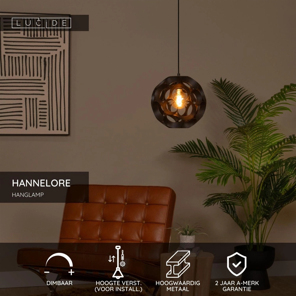 Unique pendant lamp Hannelore Ø 30cm black Lucide 5411212106223